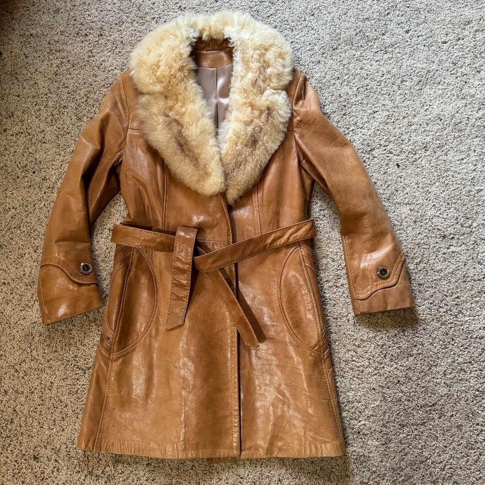 Vintage Leather Fur Coat